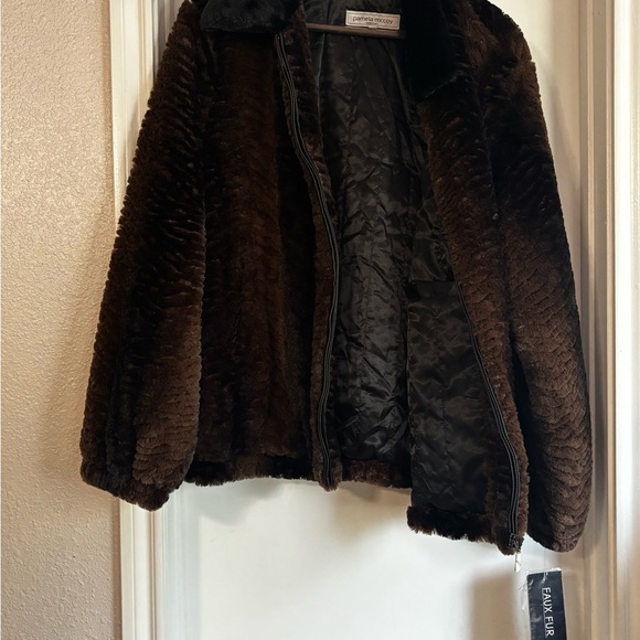 Pamela McCoy Dark Brown Faux Fur Coat - Picture 6 of 6